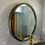 【破損補寄】工業風壁掛化妝鏡衛生間複古鐵藝墻上圓形浴室鏡麵美髮圓鏡子洗漱
