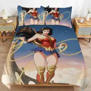 v2473 Bed Sheets Bedding Wonder Woman Bedding Sets Ultra Soft Skin-Friendly Duvet Cover 3 Piece, Cute Comforter Cover Bed Set for Boys Girls Kids ( 1