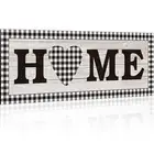 Jetec Home Wooden Sign Rustic Sweet Heart Pattern Wall Decor Buffalo Plaid Wo...