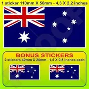 Australia Australian Flag 4.3" (110mm) Vinyl Bumper-Helmet Stickers, Decals x1+2 Bonus