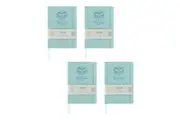 4x Spirax Platinum Inspo A5 70gsm Ruled Paper Linen-Look Journal 160 Page Green