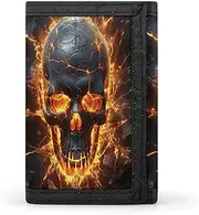 [SKTNBM] Trifold Wallet,Shattering of Skull Print Slim Wallet,front Pocket Wallet,best Men's Trifold Wallet,slim And Sleek for Men And Women, Black, One Size, Modern, Black, One Size, Modern