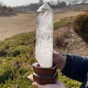 1.3kg Natural Clear Quartz Obelisk Quartz Cystal Point Wand Tower +Stand