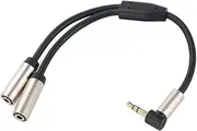 Headphone Splitter,Right Angled Extension Cable 3.5mm Male to 2Ports 3.5mm Female Headphone Splitter for Phone,PC