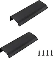 Qjaiune Black Back Mount Finger Edge Pull 120mm / 4.72", Aluminum Hidden Handle Concealed Tab Pulls for Home Kitchen Living Room Door Drawer Cabinet (2Pcs)