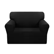 SOGA 1-Seater Black Sofa Cover Couch Protector High Stretch Lounge Slipcover Home Decor