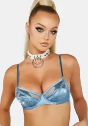 [Playful Promises] Olympia Diamante Mesh Satin Bra