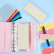 12Pcs A6 Binder Pockets Waterproof Transparent PVC Zip Folder Money Envelopes for Credit Cards and Photos Holder on The Go (A6 Zipper Bag)