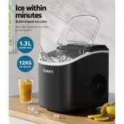 Devanti Ice Maker Machine Portable Countertop Ice Cube Tray Black 12KG