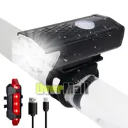 2022 USB Rechargeable Mountain Bike Lights Bicycle Torch Front & Rear Lamp Set