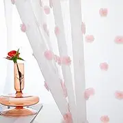 MYSKY HOME Pink Curtains for Bedroom 63 Inch Length Pom Pom Short White Sheer Curtains for Boys Room Kids Curtains Dining Room Rod Pocket Bohemian Farmhouse Window Drapes 52 x 63 in 2 Pieces