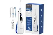 WaterPulse Cordless Pulse Rechargeable Portable Water Flosser for Teeth with 4 Jet Tips (White#V400Plus)