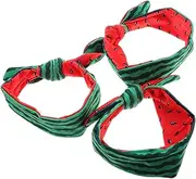 [Healeved] 3Pcs Girl Bow Headbands with Dual Sided Watermelon Design Elastic Hair Accessories Featuring Bunny Ears for and Everyday Wear