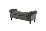 Storage Ottoman Stool Arm Bench Seat | 132cm | Velvet | Grey