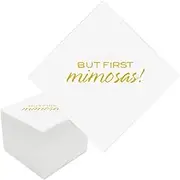 Geloar But First Mimosas Cocktail Napkins, 100 Pack Gold But First Mimosas Disposable Paper Cocktail Beverage Napkins in Bulk for Engagement Wedding Bar Reception Bridal Shower | 2-Ply, 5x5 Inches