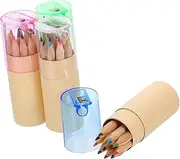 jojofuny 4sets Mini Color Pencils with Pencil Sharpener Portable and Compact for Kids' Art Projects School Supplies and Outdoor Drawing