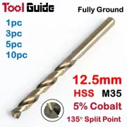 12.5mm High Speed Steel, Metric HSS Drill Bit, M35 5% Cobalt, Drilling Stainless
