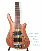 Haze SBG-368N Padauk / Nato 5-String Electric Bass Guitar, H-H +Free Gig Bag