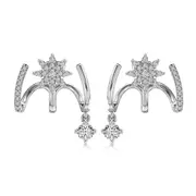 ANYCO Earrings 925 Silver Crystal Star Diamond Fancy Earcuff Claw Trendy Fashion Accessories