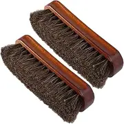 Beavorty 2Pcs Handle Horse Hair Shoe Brush Leather Cleaning Brush for Polishing Buffing Convenient Shoe Care Tool for Boots Hats Accessories