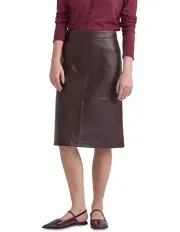 [Oxford] Nina Nappa Leather Skirt in Burgundy