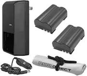 Olympus Evolt E-500 'Intelligent' Batteries (2 Units) + AC/DC Travel Charger + Nwv Direct Microfiber Cleaning Cloth.