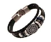 Bracelet article braid to restore ancient ways PU leather bracelet - BLACK