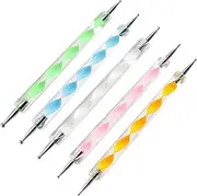 5PCS Nail Dotting Pen Marbleizing Dotting Painting Pen Polish Carving Tool，Paint Manicure Dot Nail Art Set - Multi-Colored