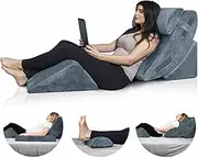 4pcs Orthopedic Bed Wedge Pillow Set Adjustable Wedge Pillow for After Surgery Recovery Perfect Post Surgery Memory Foam Wedge Pillows for Sleeping Acid Reflux Back Support Leg Elevation Syste(Grey)