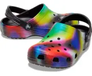 NEW Girl's Boy's Crocs KIDS’ CLASSIC SOLARIZED CLOG (207587 0C4) Black / Multi