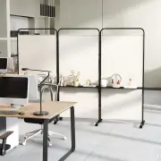 Costway3-Panel 188cm Rolling Privacy Screen Folding Room Divider-White
