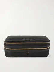 [Anya Hindmarch] Anya Hindmarch - Make-up Leather-trimmed Jacquard Cosmetics Case - Black - One size One size Black