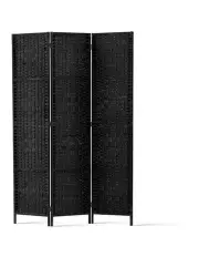 [Artiss] 3 Panel Room Divider Privacy Screen Rattan Frame Stand Fold Woven Black