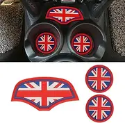 TOMALL Cup Coaster Compatible with Mini Cooper Hatchback F55 F56 Silicone Cup Holder Coaster Center Console Storage Box Silicone Car Coasters for Cup Holders Car Coaster Mat Pad Accessories (Red Flag)
