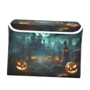 Halloween Pumpkin Storage Basket with Lid and Handles, Large Collapsible