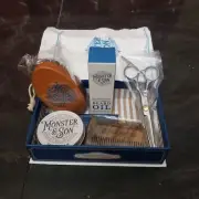 Monster & Son Beard Grooming Kit for Gentlemen Oil Balm Brush Comb Scissors Set