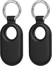 USTIYA Case for Samsung Galaxy Smart Tag 2 Cover Protective Silicone Protectora Case with Keychain (Black x2)