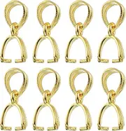 uxcell 8Pcs 925 Sterling Silver Pinch Bail, 11mm Pendant Clasp Pendant Bail Connector Pinch Clip Bail Clasp for Jewelry Making Supplies Bracelet Necklace DIY Craft, Gold