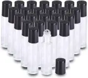 25PCS 10ml Clear THICK Essential Oil Glass Roller Bottles with Steel Ball Roll