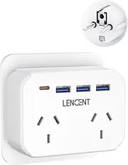 LENCENT Europe Travel Adapter, Type-E/F Power Plug with 2 Outlets & USB-C Charger, for AU/NZ to Bali, Indonesia, Spain, Germany, France, Portugal, Greece, Cruise Ship Approved
