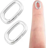 [CREATZONE] 3Pcs 925 Sterling Silver Necklace Clasps Oval Silver Bracelet Clasp Carabiner Closures 12x7mm Spring Bail Clasp Rings Connectors Pearl Necklace Enhancer Connectors