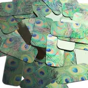 Rectangle Sequin 1.5" Peacock Feather Eye Blue Green Gold Metallic