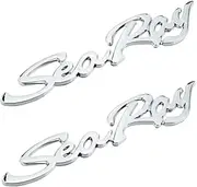 Pair Set Sea Ray Emblem Searay Badge Script Letters Nameplate Sticker Boat Logo 12-3/4" (Chrome)