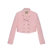(W) Gucci Cropped Tweed Jacket with Sequins Light Pink