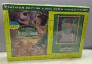 DISNEY'S THE JUNGLE BOOK-40TH ANNIVERSARY EDITION 2-DISC DVD & 3-PC PIN SET-New