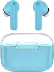 kurdene P3 Wireless Earbuds Bluetooth Headphones, Deep Bass Stereo with Microphone Earphones in-Ear, Immersive Premium Sound Ear Buds for iPhone, Android-Blue