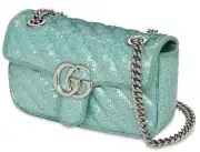 NEW GUCCI MARMONT SEQUIN MINI LEATHER GG SHOULDER CROSSBODY BAG PURSE