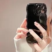 FABSPARK Phone Case for iPhone 11 Case,Simple Wave Design Wavy Frame Soft Silicone Aesthetic for iPhone 11,Black