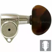 NEW Hipshot Grip-Lock Open-Gear LOCKING Tuners LARGE TORTOISE Buttons 3x3 NICKEL