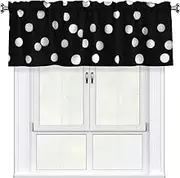 LHBWCVN Black White Polka Dots Valances for Windows, Rod Pocket Window Treatment Drapes Farmhouse Kitchen Curtains Short Blackout Window Curtains for Living Room Bedroom Decor 54x18 Inch
